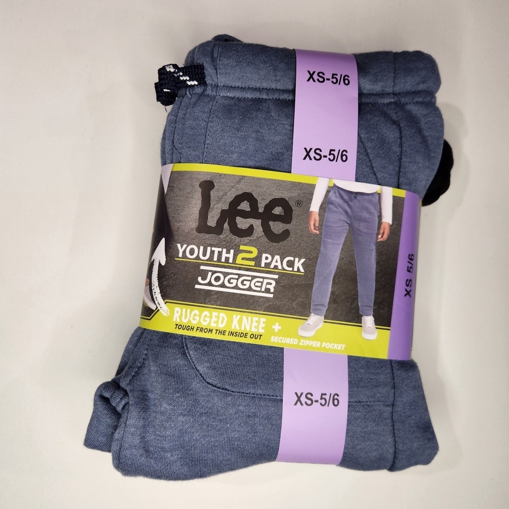 Lee Youth 2-Pack Rugged Knee Joggers, XS 5/6 Blue & Black - Picture 2 of 3